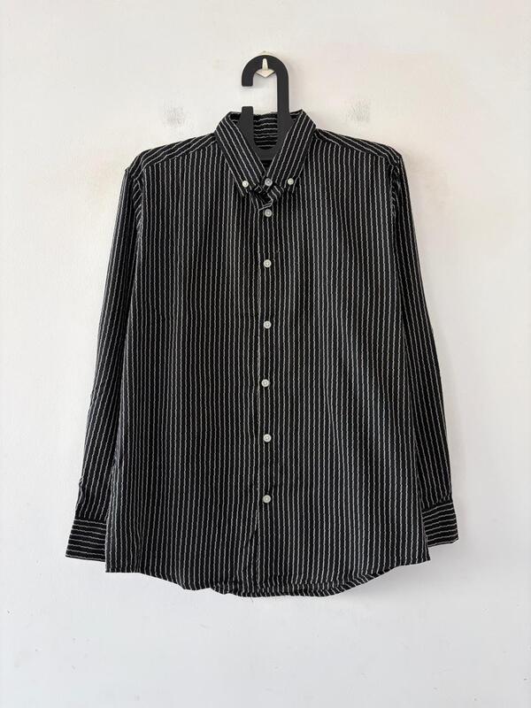 Raven black textured stripes shirt