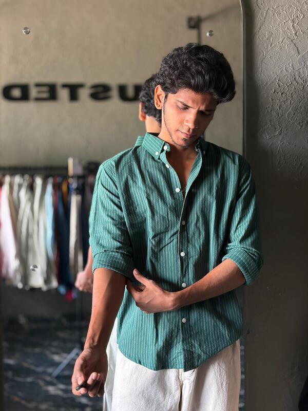 Antique green stripes shirt