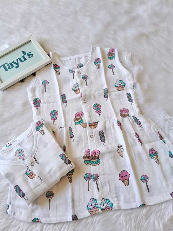 Muslin Frocks pack of 3 combo (6-18 Months )