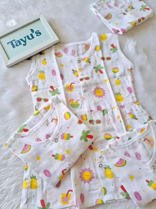 Muslin Frocks pack of 3 combo (6-18 Months )