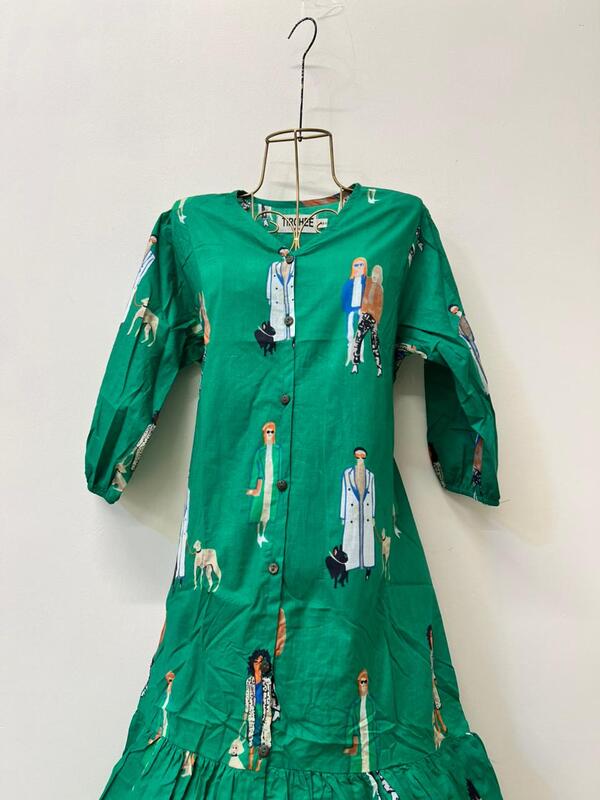 Tara's Belted Frill Long Dress - Green & People