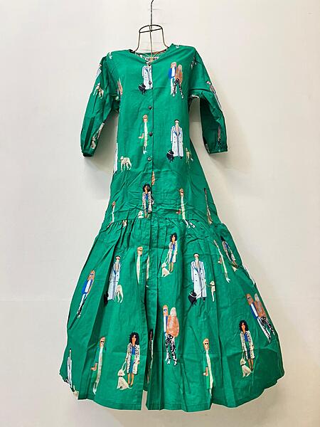 Tara's Belted Frill Long Dress - Green & People