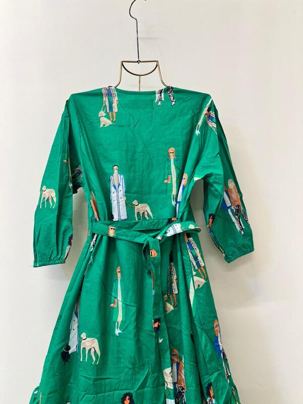Tara's Belted Frill Long Dress - Green & People