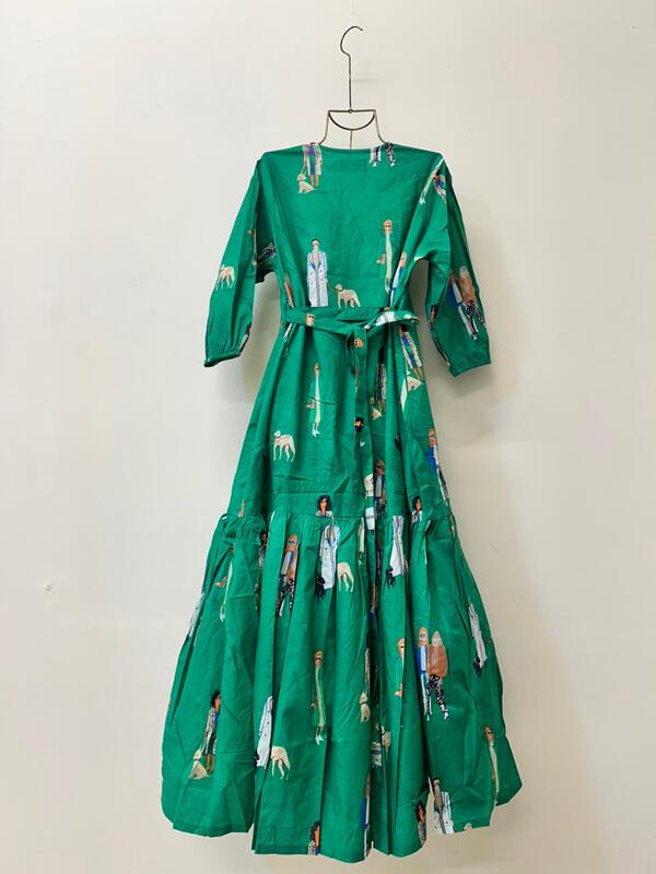 Tara's Belted Frill Long Dress - Green & People