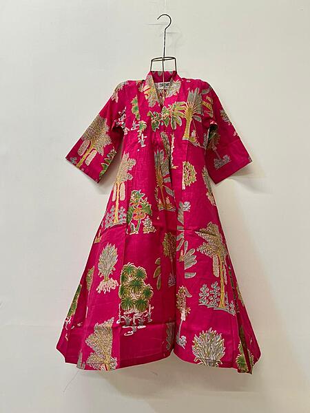 Amara's Everyday Flare Dress - Pink & Garden