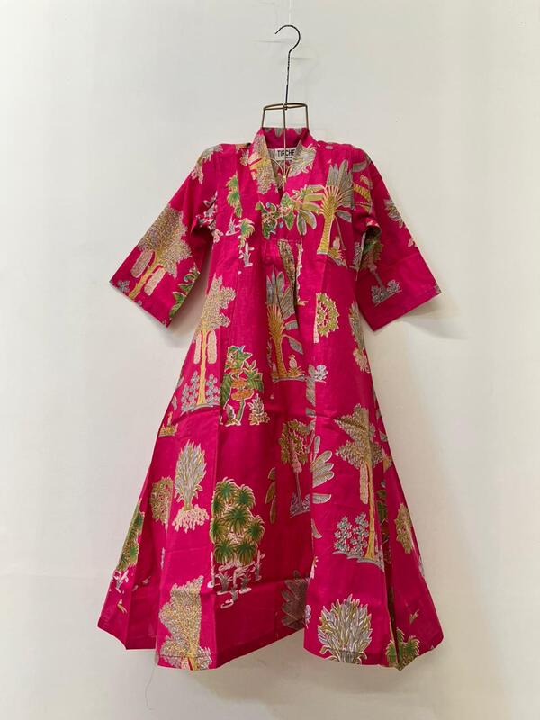 Amara's Everyday Flare Dress - Pink & Garden