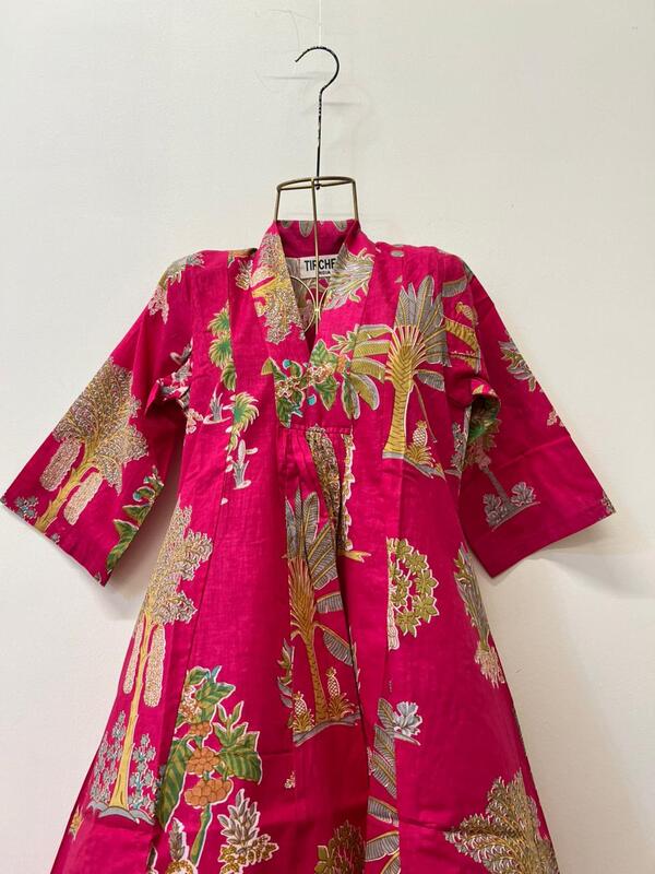 Amara's Everyday Flare Dress - Pink & Garden