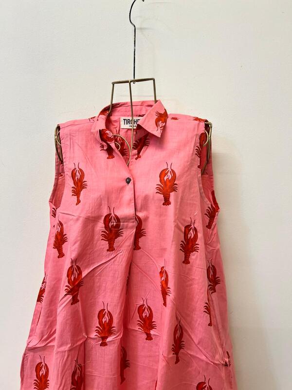 Kashish's Sleeve-less Collared Dress - Pink & Scorpion