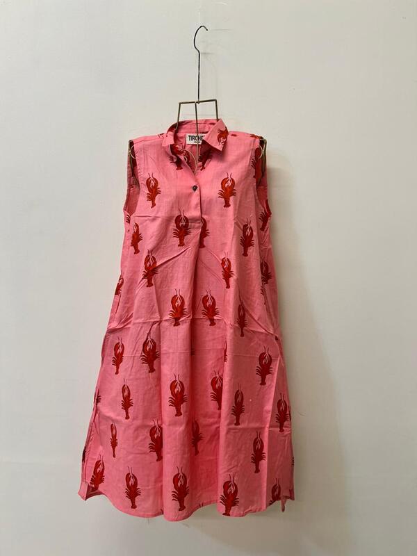 Kashish's Sleeve-less Collared Dress - Pink & Scorpion