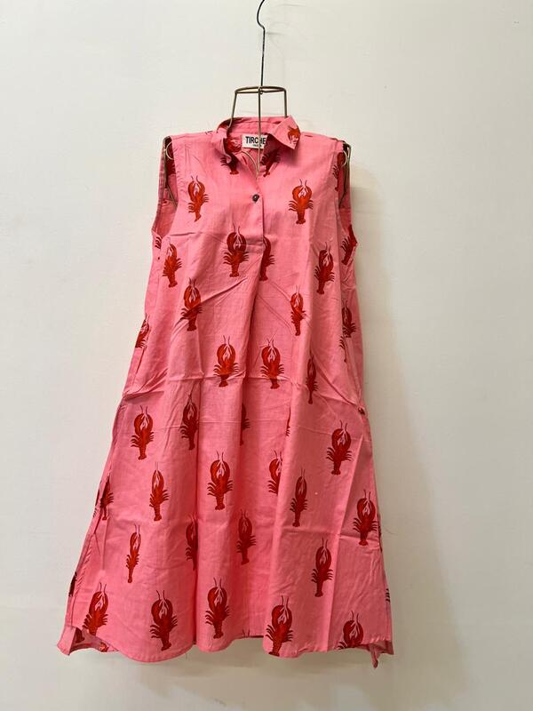 Kashish's Sleeve-less Collared Dress - Pink & Scorpion