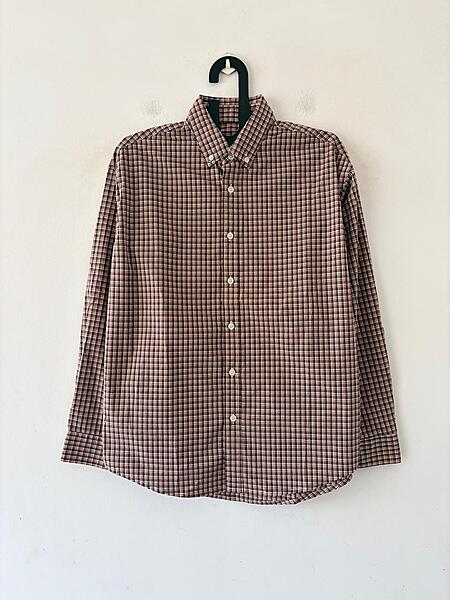 Terra brown micro check shirt