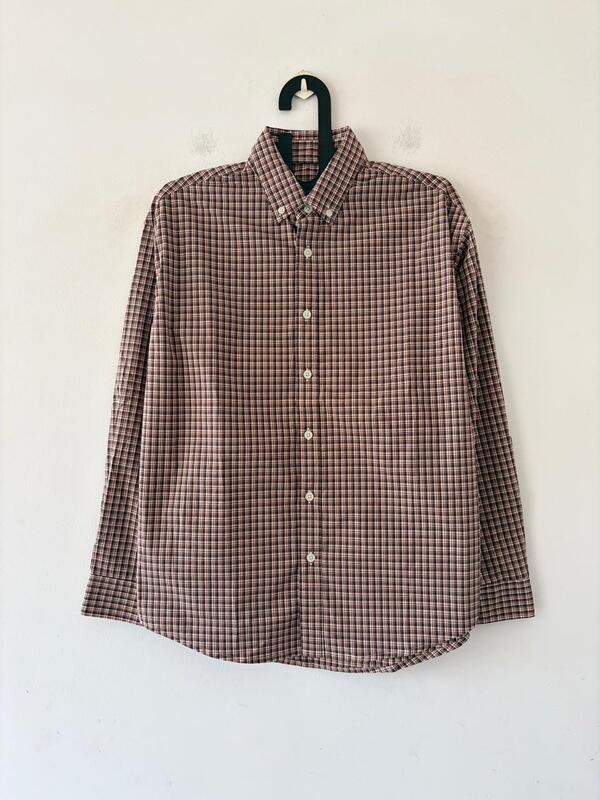 Terra brown micro check shirt