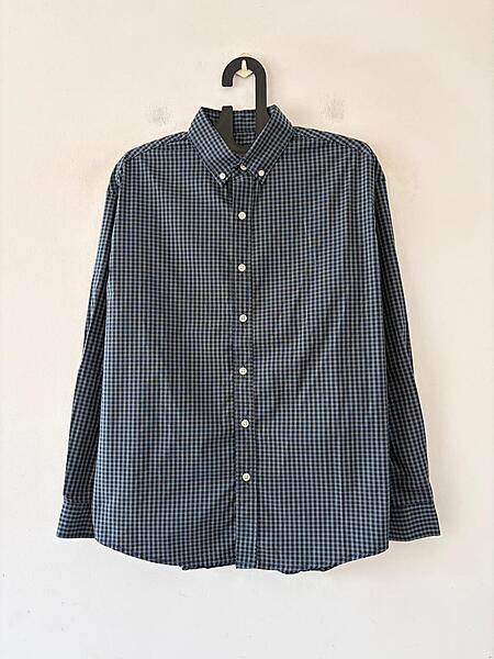 Vintage teal micro check shirt