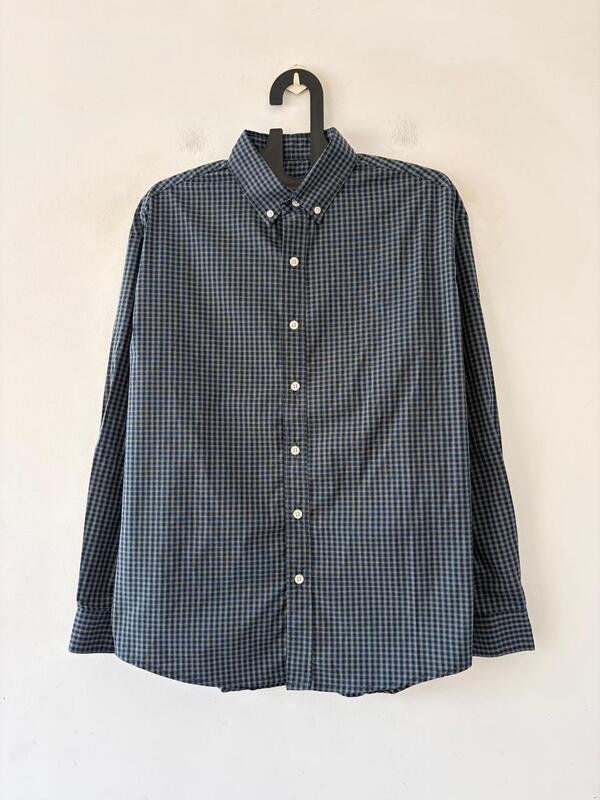 Vintage teal micro check shirt
