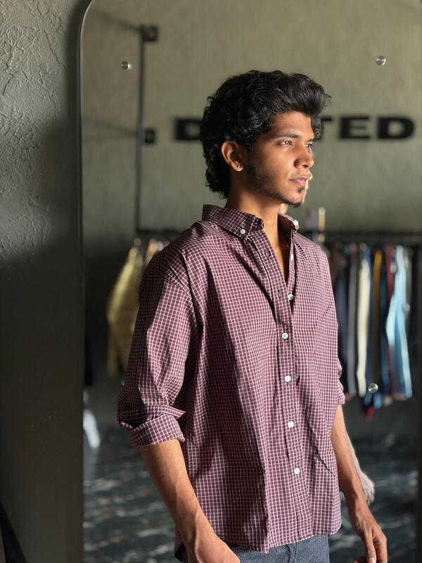 Garnet maroon micro check shirt