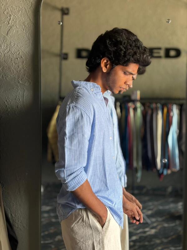 Powder blue stripes shirt