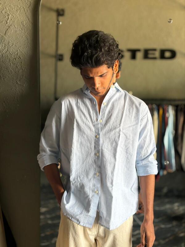 Aqua sky oldmoney stripes shirt