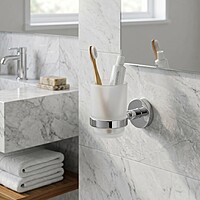 Glass Tooth Brush Holder Chrome