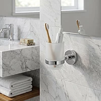 Glass Tooth Brush Holder Chrome