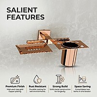 Soap Dish with Tumbler Holder Rose Gold PVD Coated