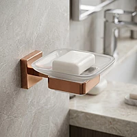 Glass Soap Dish Rose Gold PVD Coated