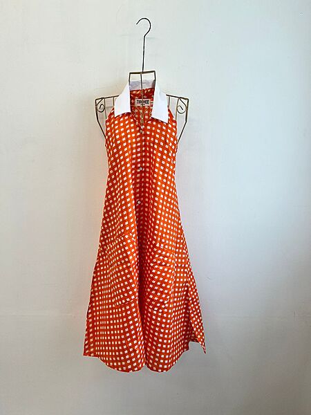 Cyra's Racer Back Dress - Orange Gingham