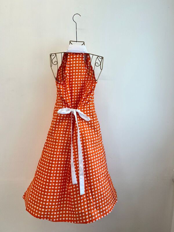 Cyra's Racer Back Dress - Orange Gingham