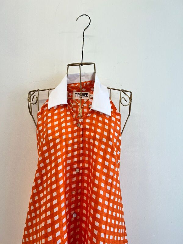 Cyra's Racer Back Dress - Orange Gingham