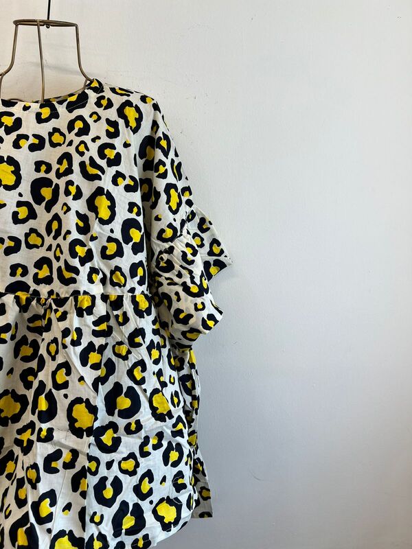 Noma's Cascade Top - White & Animal Print