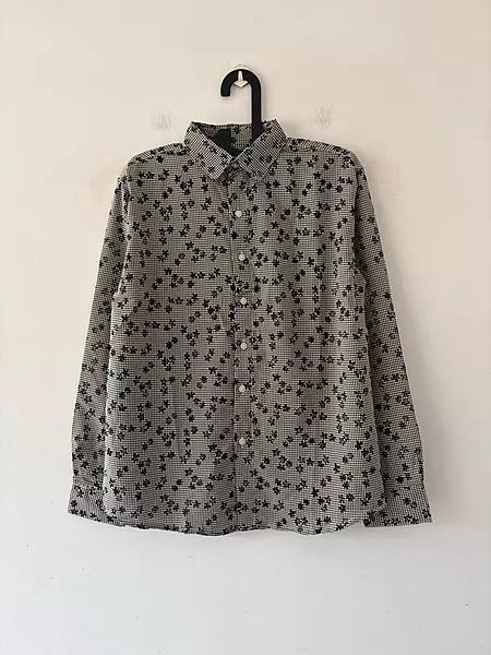 Noir bloom micro check shirt
