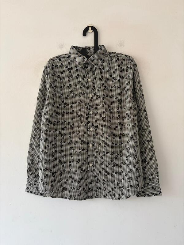 Noir bloom micro check shirt