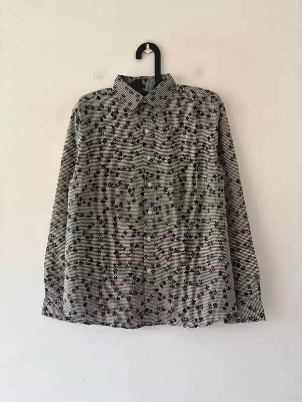 Noir bloom micro check shirt