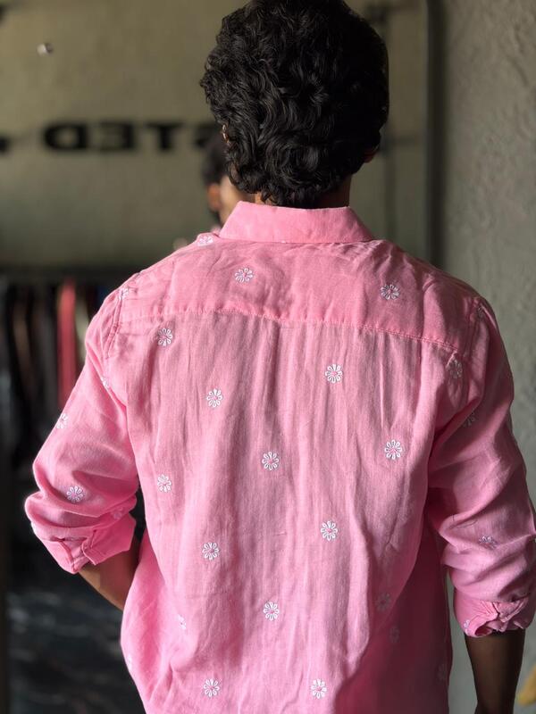Rose bloom embroidered shirt