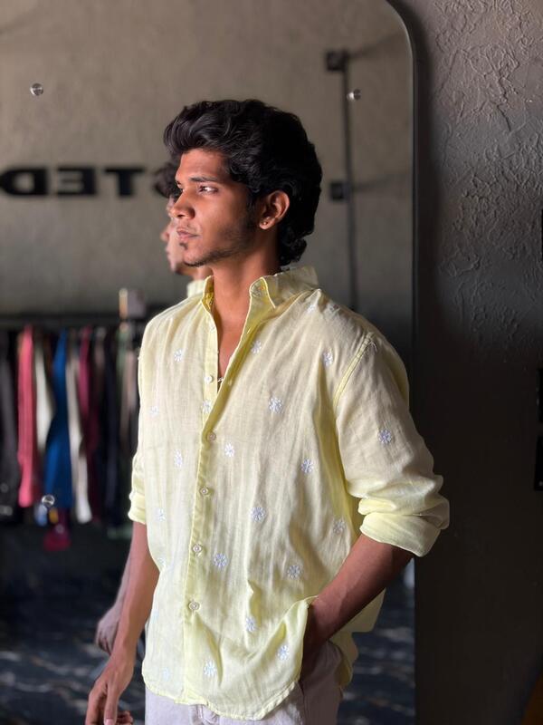 Lemon bloom embroidered shirt