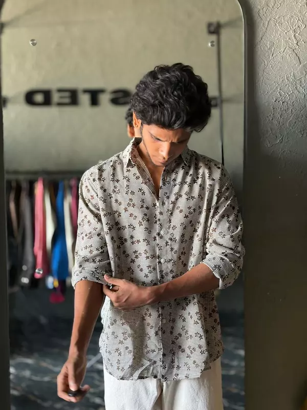 Coffee bloom micro check shirt
