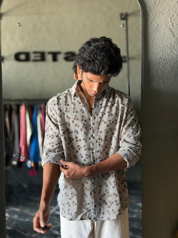 Coffee bloom micro check shirt