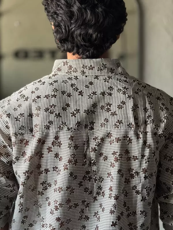 Coffee bloom micro check shirt
