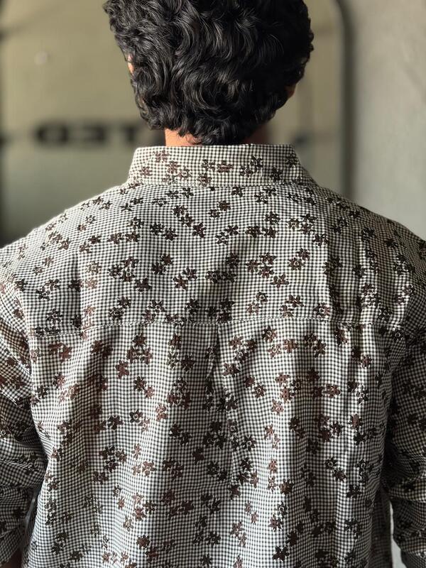 Coffee bloom micro check shirt