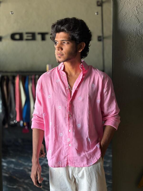 Rose bloom embroidered shirt