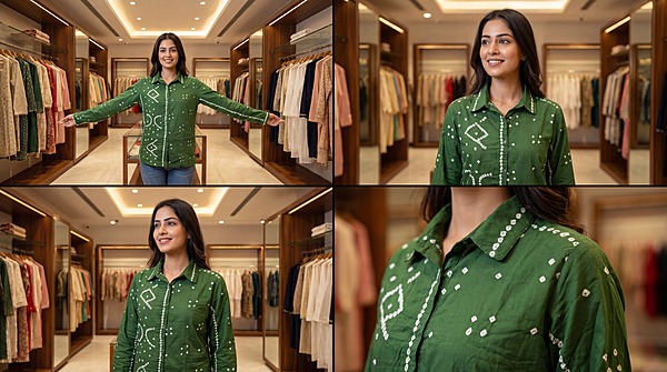 Kala Sanskruti All Over Pista Color Cotton Bandhani Women’s Redy Shirt (L) Elegant Traditional Cotton Redy Bandhani Shirt For Women