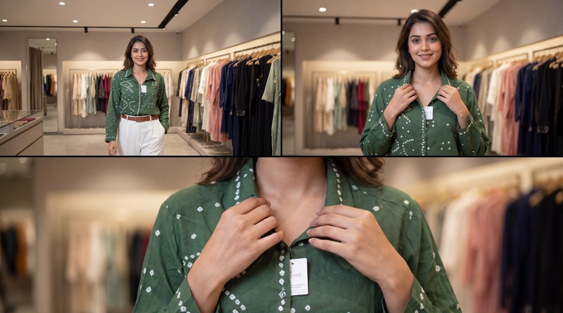 Kala Sanskruti All Over Pista Color Cotton Bandhani Women’s Redy Shirt (XL) Elegant Traditional Cotton Redy Bandhani Shirt For Women