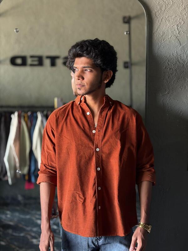 Rust orange corduroy shirt