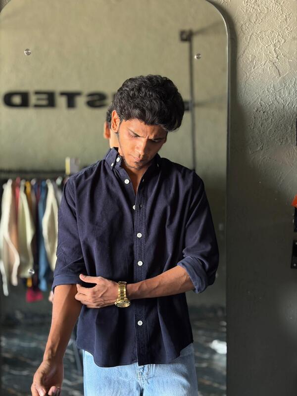 Navy blue corduroy shirt