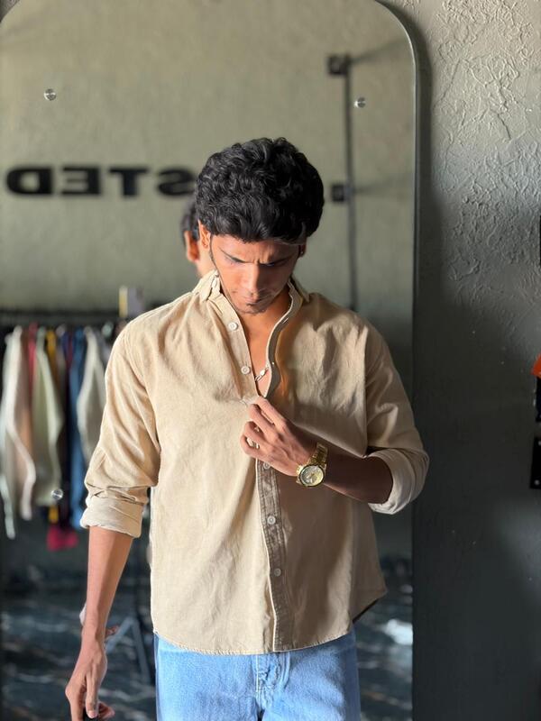 Sandstone beige corduroy shirt