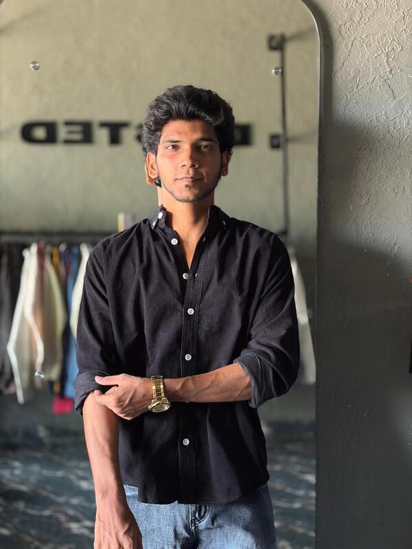 Jet black corduroy shirt