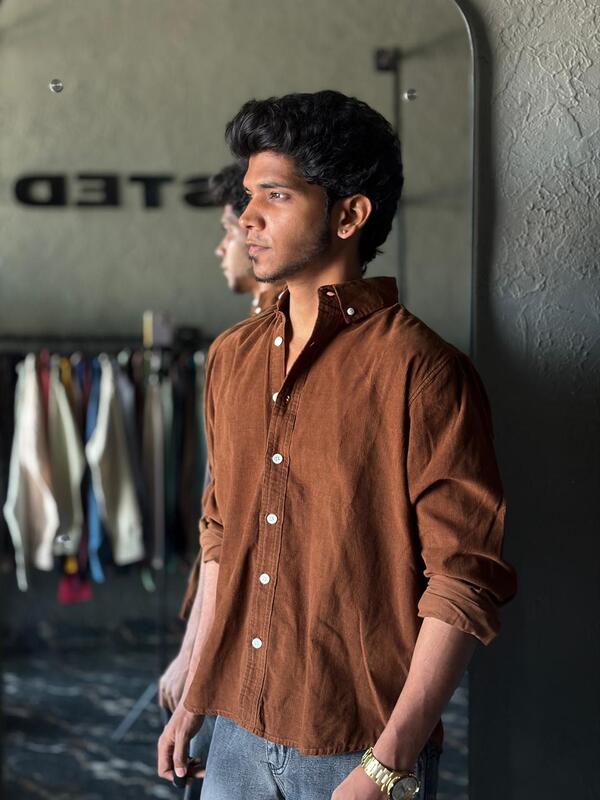 Chestnut brown corduroy shirt