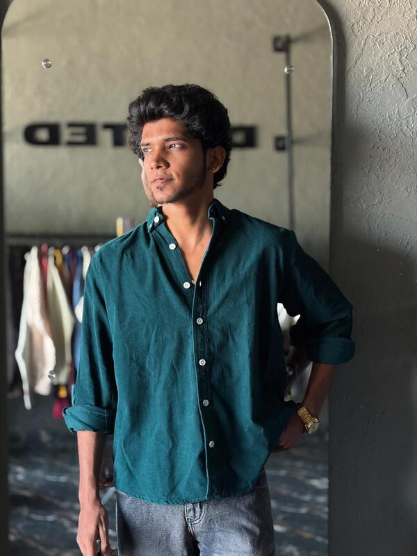 Emerald green corduroy shirt