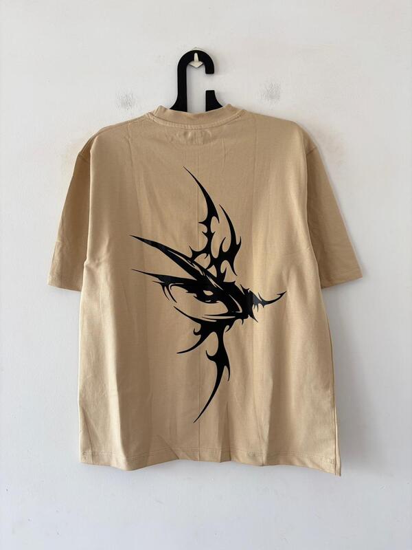 Beige inferno crest oversized tee