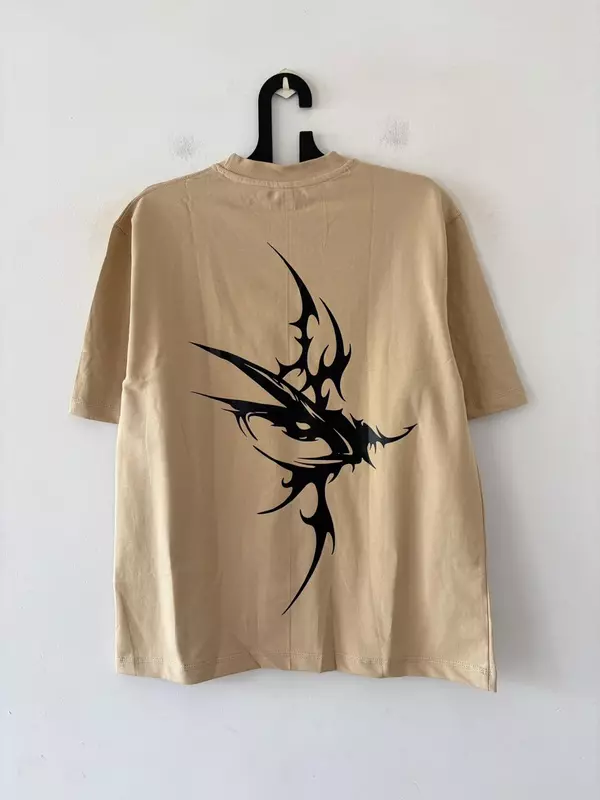 Beige inferno crest oversized tee