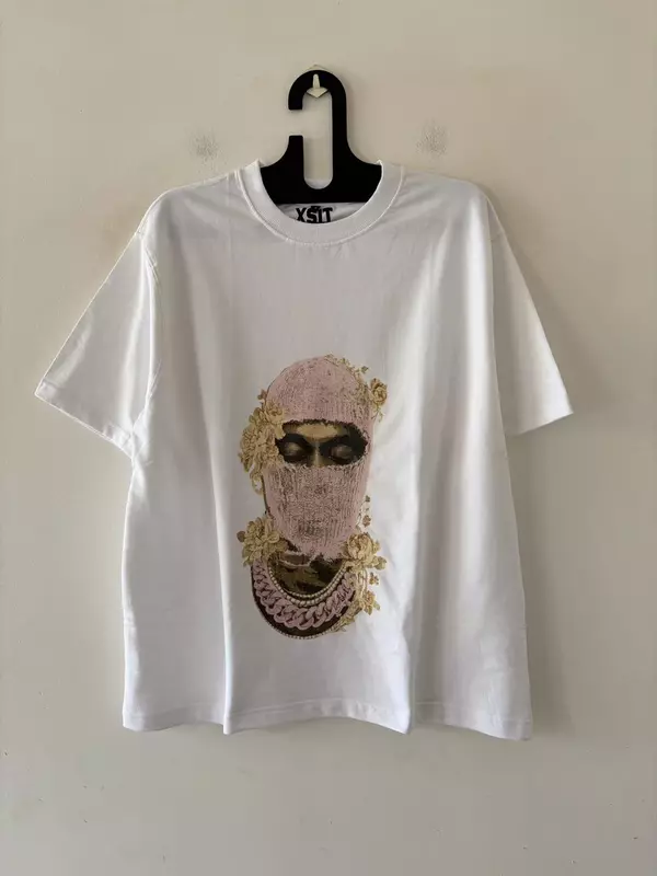 White gilded mask oversized tee